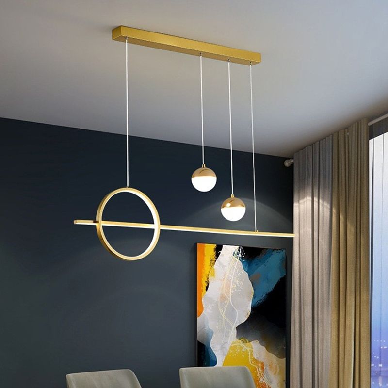 Linear Island Pendant Contemporary Metal 4 Lights Hanging Light