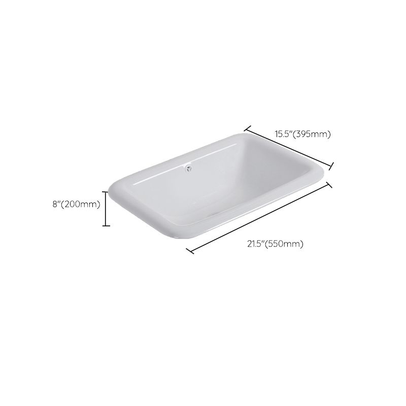 White Drop-in Bathroom Sink Porcelain Wash Stand with Shut-Off Valve