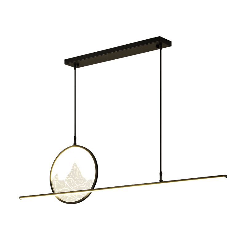 Modern Style Linear Shape Island Lighting Ideas Metal 2 Light Island Pendants in Black