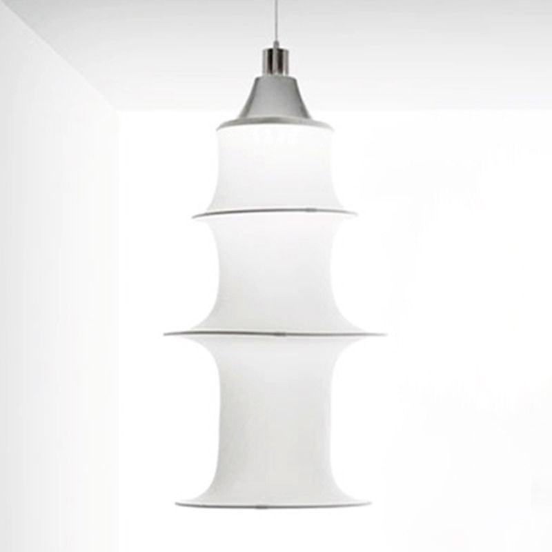 Hedendaagse witte zijden hanglamp LICHT BEWERK 1 Licht geometrisch hangend plafondlicht