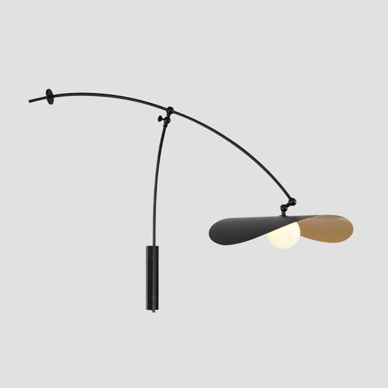 Postmodern Lotus Leaf Shaped Wall Lamp Metal 1-Light Bedroom Wall Light with Balance Arm