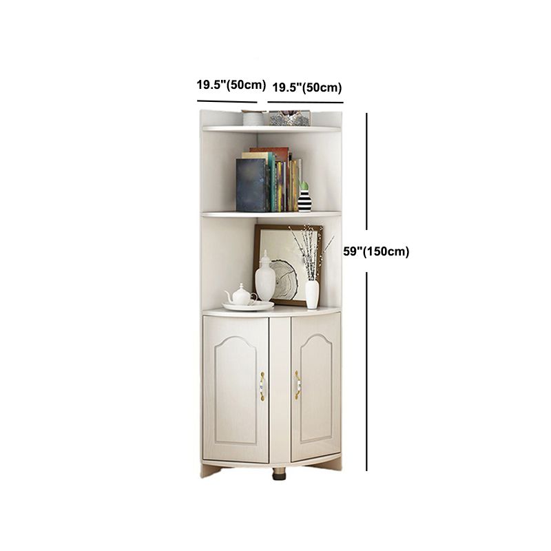 Wooden Modern Accent Cabinet Triangle Storage Cabinet with 2 Doors