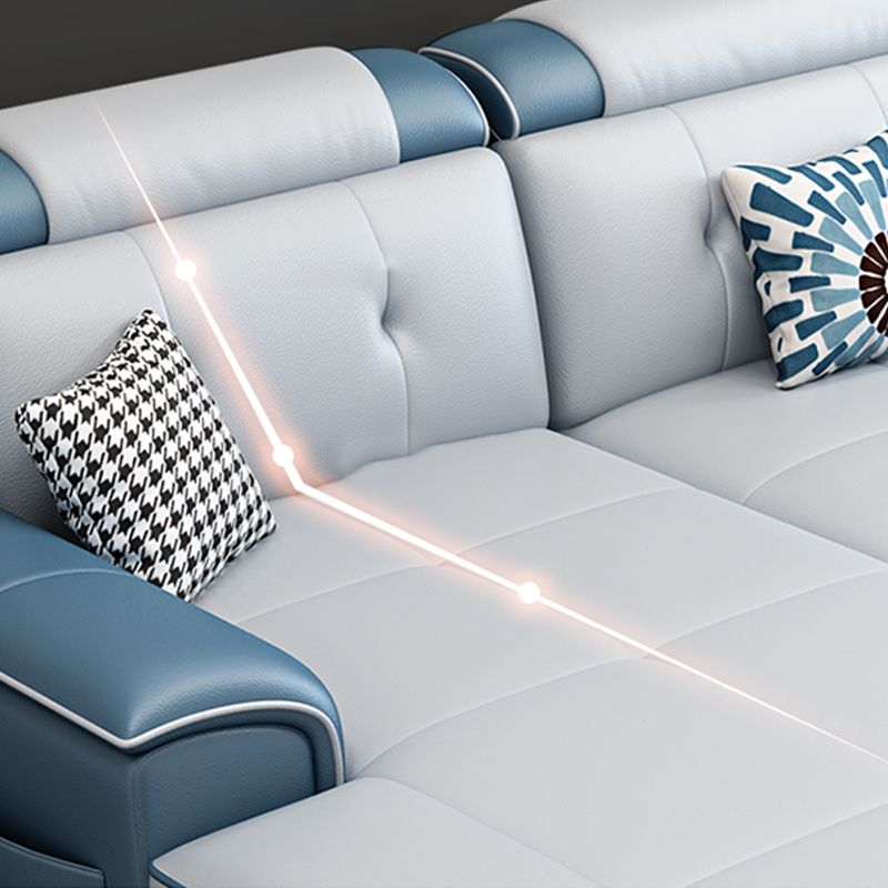 Faux Leather Slipcovered Modern Storage Sectional for Four People