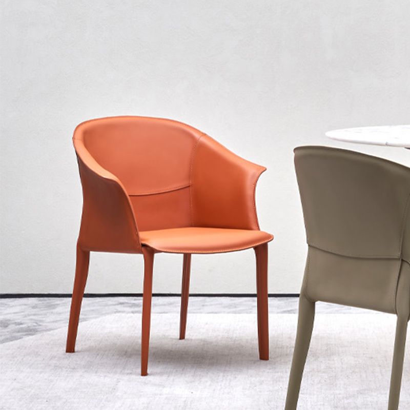 Contemporary Upholstered Arm Chair Solid Back Dining Chair for Dining Room