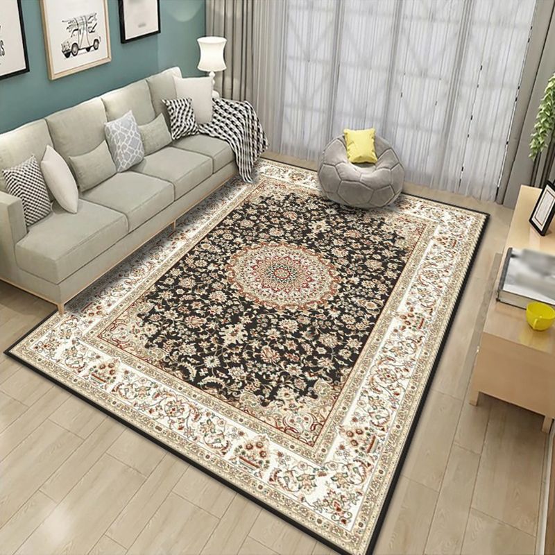 Nostalgie Indoor Teppich Blumenmuster Teppich Polyester Anti-Rutsch-Rücken Teppich für Wohnzimmer