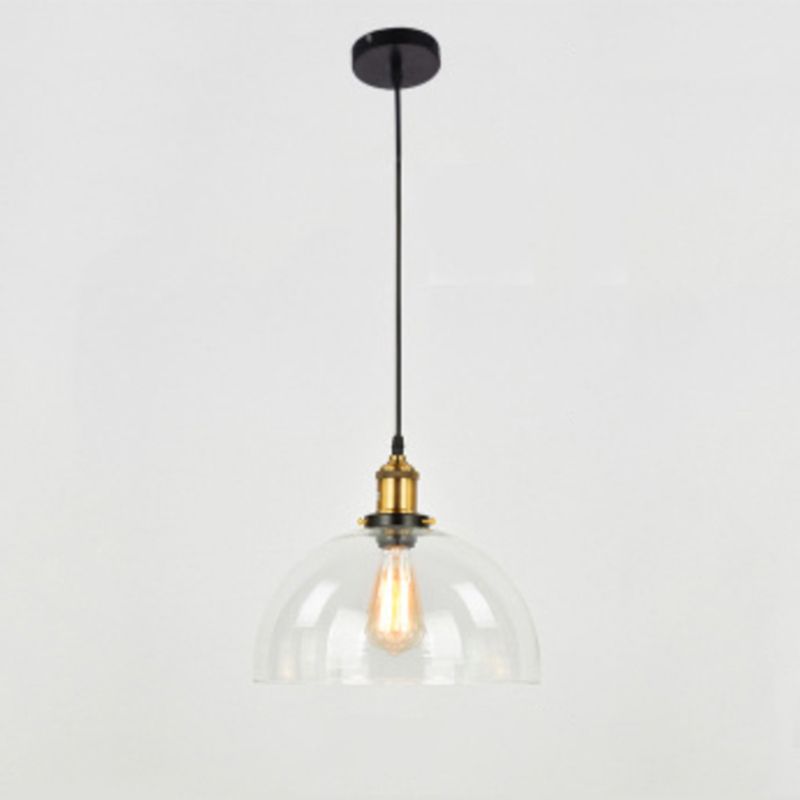 1 Bulb Drop Pendant Farmhouse Dining Room Hanging Ceiling Light with Geometry Glass Shade