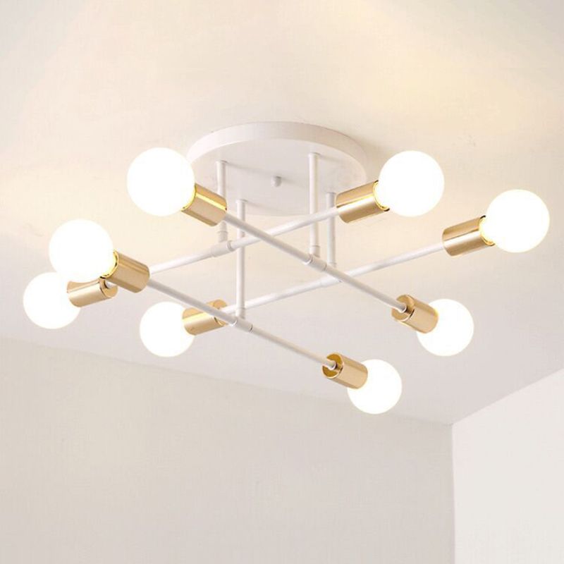 Luminaire de salle à manger de Style nordique, ampoule ouverte simple, lignes croisées, plafonnier en métal