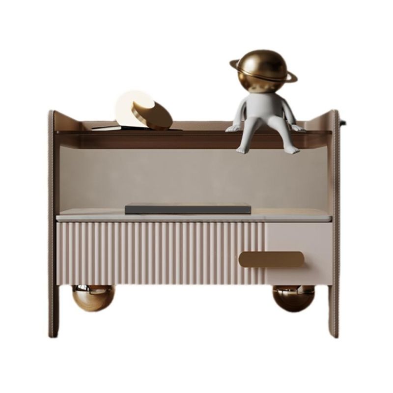 Wood Nightstand Or End Table, 20" Tall Bedside Cabinet with Legs and Drawer