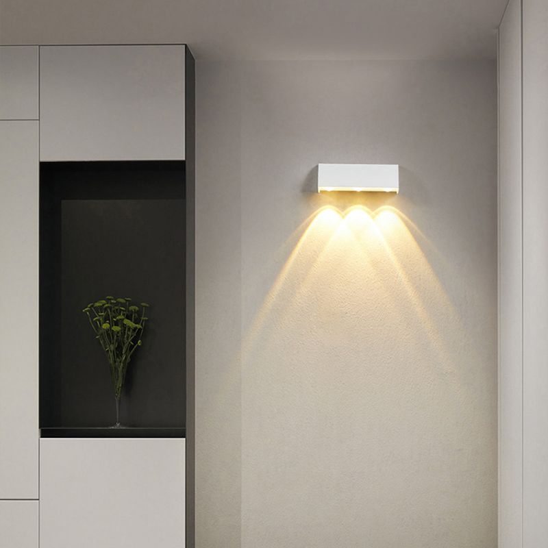 3-Light White/Black Wall Mounted Sconce Shaded Wall Light for Outdoor