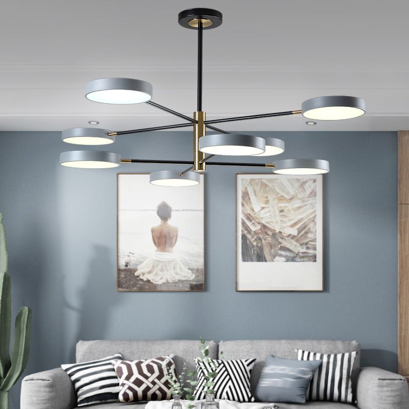 Two Layers Iron Chandelier Contemporary Style Pendant Light for Living Room Dinning Room