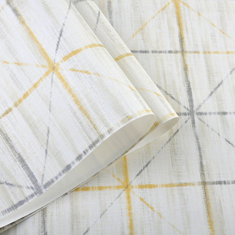 Contemporary Square Wall Art in Natural Color Grid Wallpaper, Non-Pasted, 20.5"W x 33'L