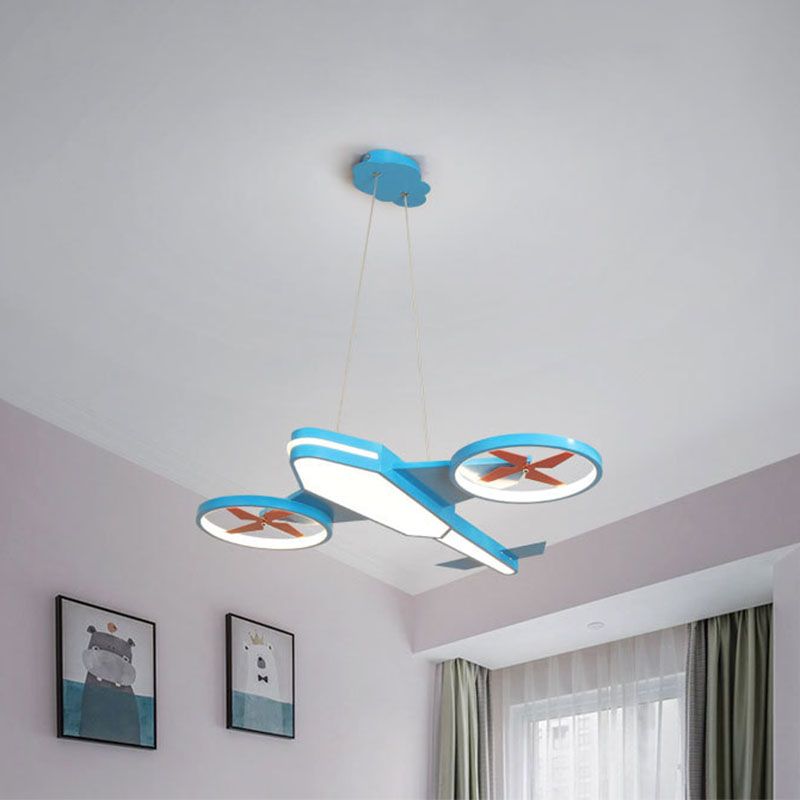Kids Style Airplane Chandelier Lighting Acrylic Nursery LED Pendant Light Fixture