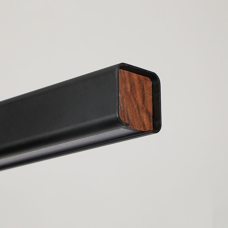 Modern Metal Island Light Strip Colgante de isla LED negra para comedor