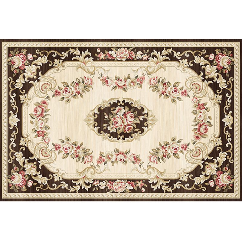 Nostalgia Floral Pattern Rug Polyester Indoor Rug Pet Friendly Area Carpet for Home Decoration