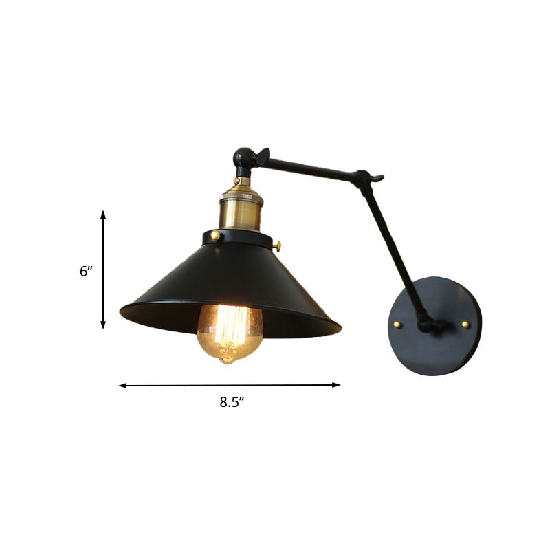 1 Light Sconce Light Aibriture Vintage Black Finitura METALLICA ARM Metallic Regolable Wall Lighting per tavolo da pranzo