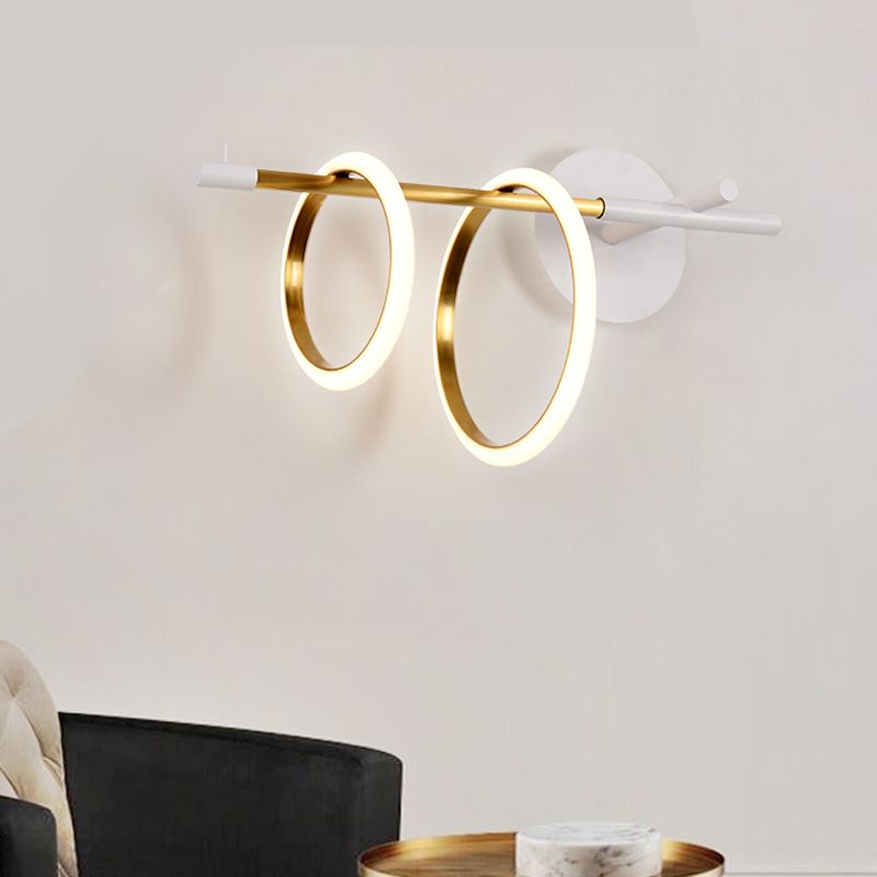 Ring Metal Wall Mount Lighting Modernist Black/White LED Wall Light Fixture with Straight Arm for Living Room