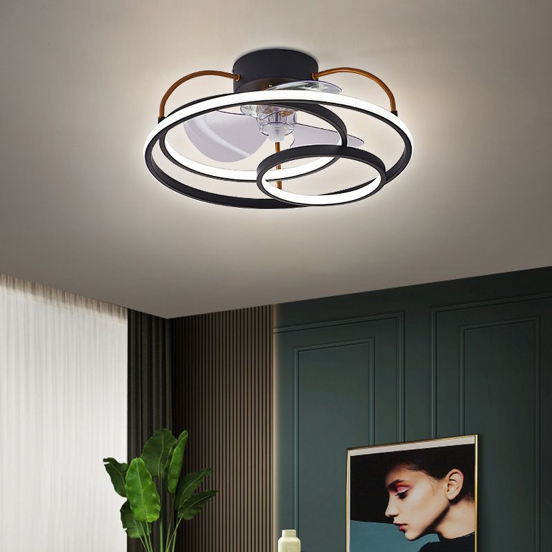 Minimalistische Halo -Ring -Form -Lüfterbeleuchtung Metall Schlafzimmer Halbblöcke Deckenleuchte