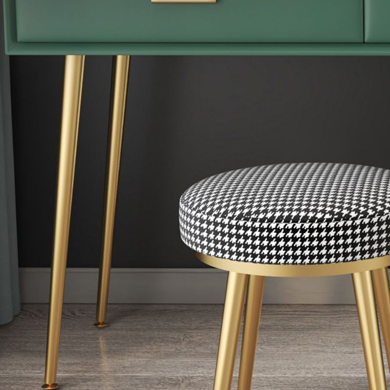 Genuine Leather Vanity Table in Green Luxurious Stone Top Makeup Desk