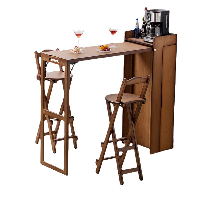 Industrial Collapsible Wood Counter Table 1/2/3/5 Pieces Bar Table Set for Balcony