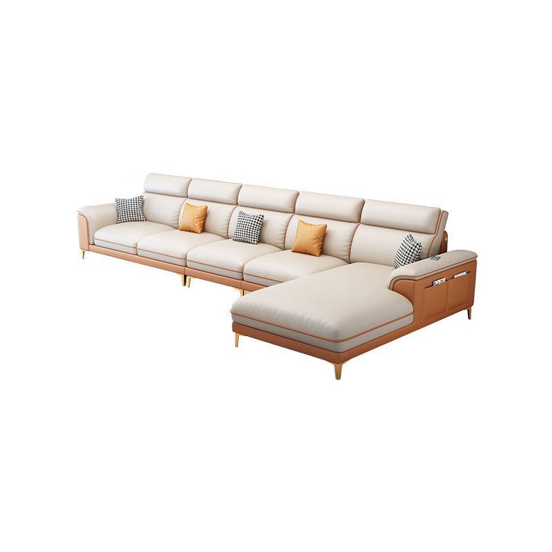 Contemporary Faux Leather Sofa with Pillow Top Arm for Living Room
