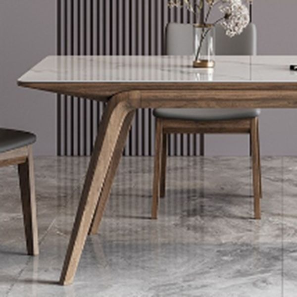 Industrial Dinner Table Stone Rectangle Dining Site Table in White