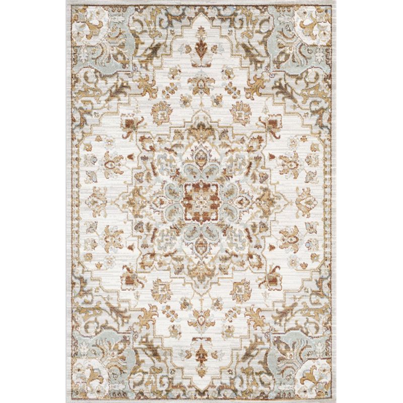 Whitewash Jacquard Print Rug Multicolor Persian Carpet Synthetics Anti-Slip Washable Stain Resistant Rug for Tearoom