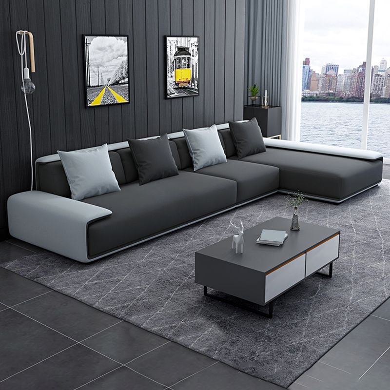 Scandinavian Velvet 3/4-seat Sectional Pillow Top Arm Sectional