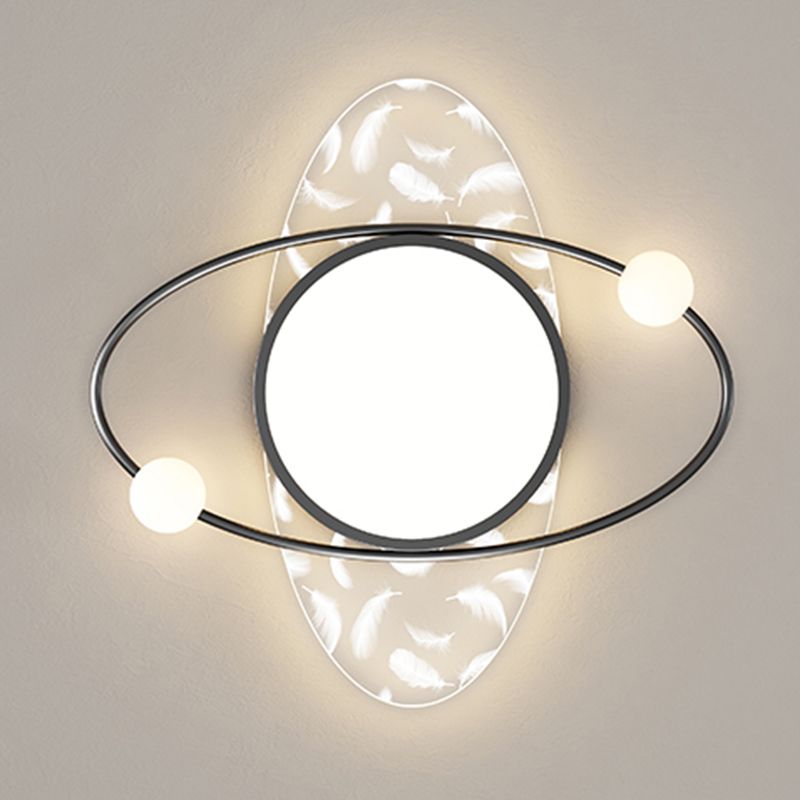 Contemporary Metal LED Flush Light Fixture Geometric Ceiling Flush Mount for Bedroom
