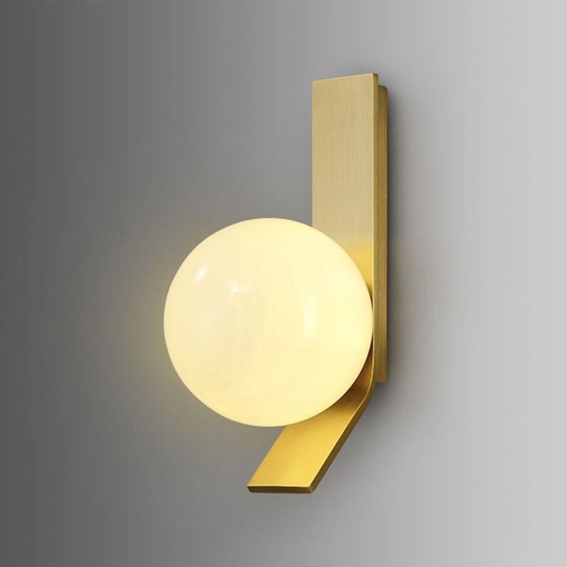 Gold Modern Metal Wall Sconce Ball Shape Wall Light with Glass Shade for Bedroom