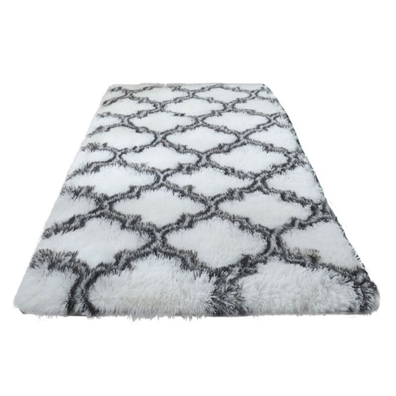 Aesthetic Contemporary Tartan Rug Simplicity Shag Polyester Area Rug Easy Care Stain Resistant Area Carpet for Bedroom