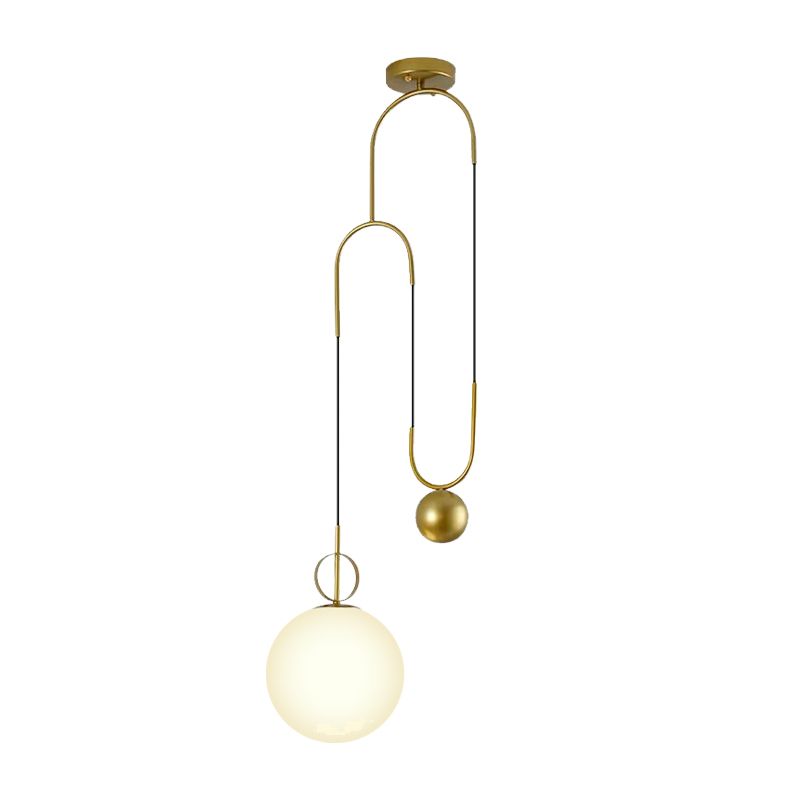 Sphère pendentif éclairage moderne verre blanc 1 chambre à coucher