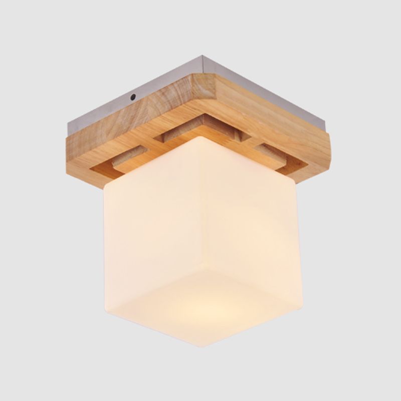 Plafonnier à abat-jour en verre, luminaire de plafond pour allée en bois de Style nordique