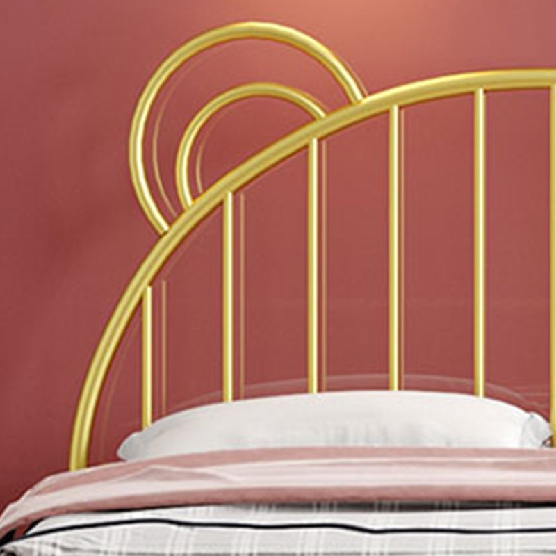 Contemporary Metal Arched Standard Bed with Open-Frame Headboard
