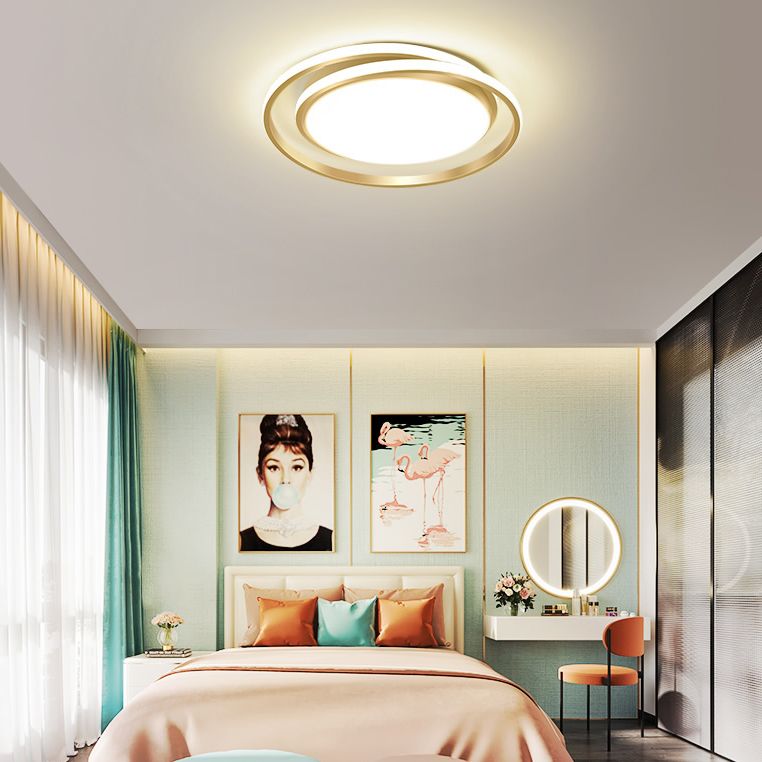Modern Minimalist Metal Flush Mount Ceiling Lamp Round Shape LED Flush Mount Lighting for Bedroom