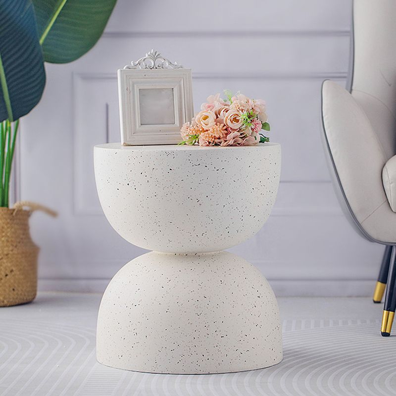 Double Semicircle Shape Side End Snack Table White Cement Corner Table