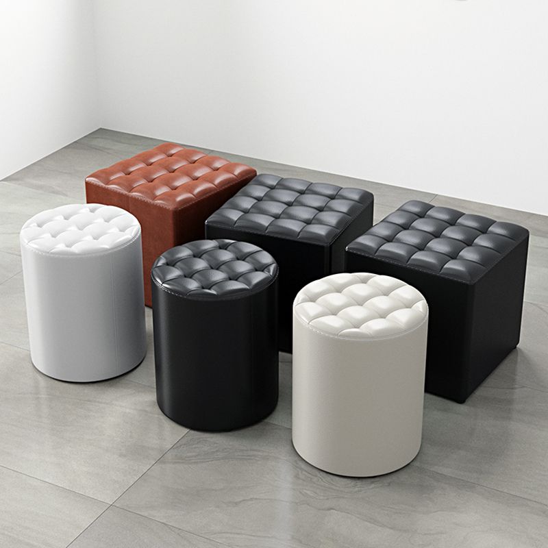Simplicity Plain Ottoman Stool Water Resistant Genuine Leather Chair Ottoman