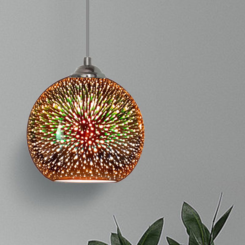 Globe hängende Leuchte Moderne Gold/Kupfer 3D -Glas 1 Kopf 8 "/10" breiter Esszimmer Anhängerlampe