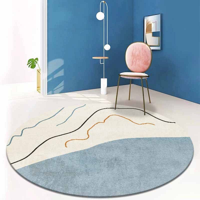 White Modern Area Carpet Line Pattern Polyester Area Rug Anti-Slip Washable Rug for Home Decor