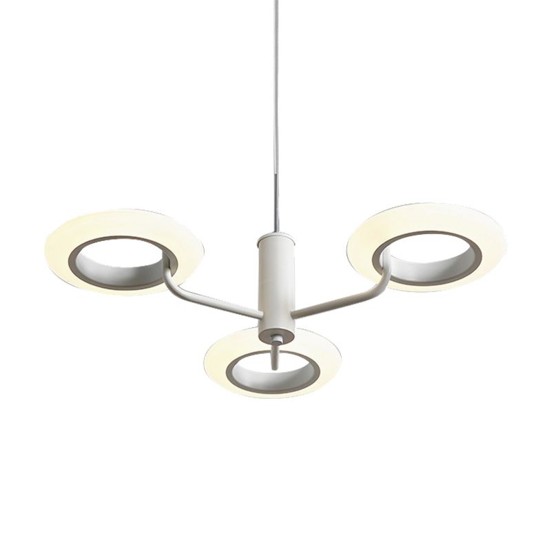 Zwart/wit/bruine donuthangende lampkit Modern 3/4-head acryl kroonluchter hanger in warm/wit licht