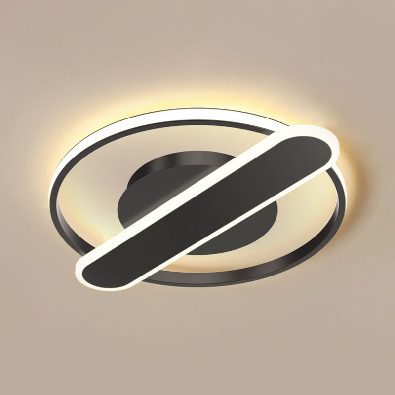 Lampada da soffitto sottile acrilico del ciclo LED moderna nero/bianco/oro del montaggio a incasso con Oblong Cross Bar, 16,5 "/20,5" larghezza