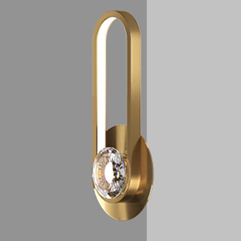 Modern Minimalist Style Linear Wall Mounted Lamp Copper 2 Lights Wall Lights with Crystal Shade