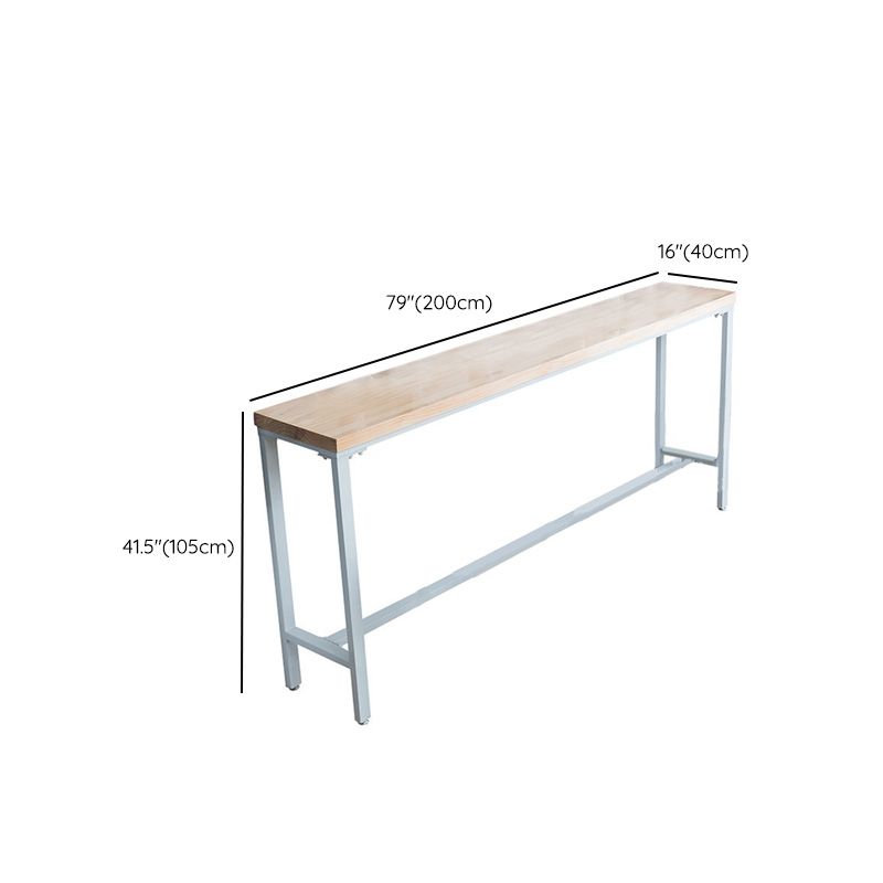 Modern Metal Base Bar Table White Iron Solid Wood Patio Bar Table