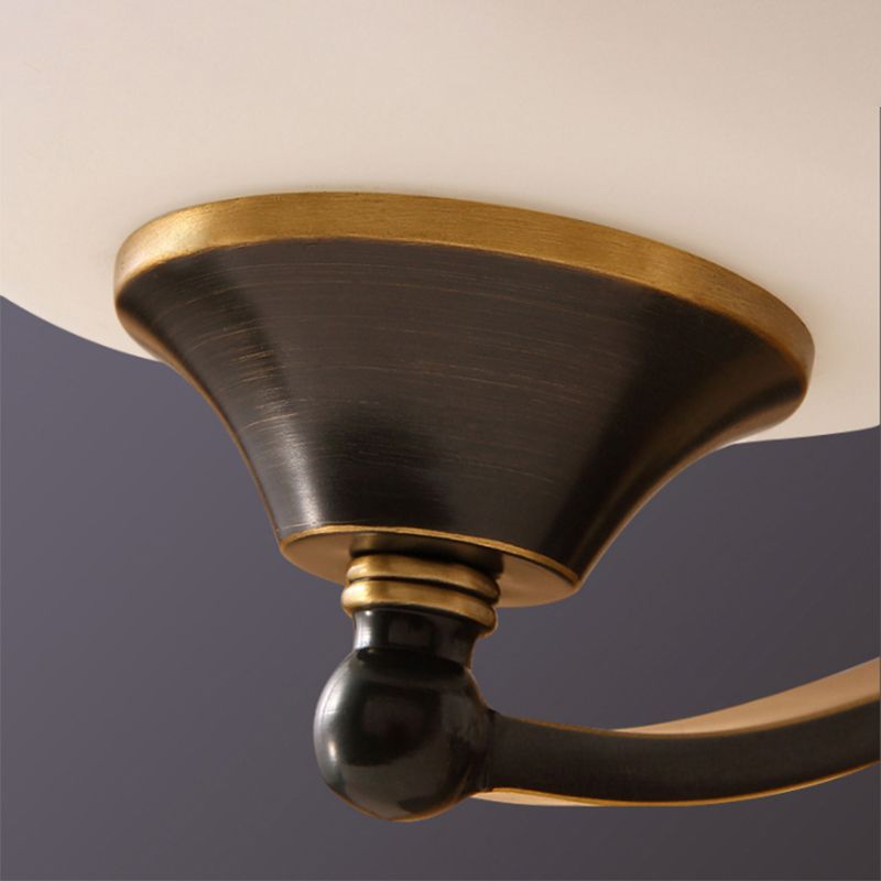 Bronze Pendant Light in Traditional Vintage Style Copper Sputnik Chandelier with Frosted Glass Shade