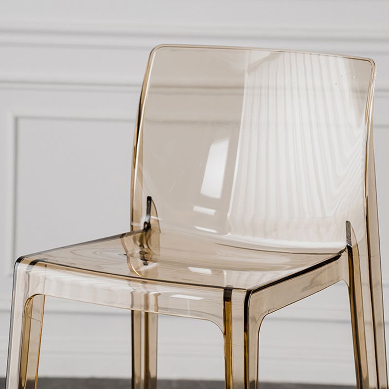 Contemporary Plastic Transparent Backrest Counter High Stool with 4 Legs