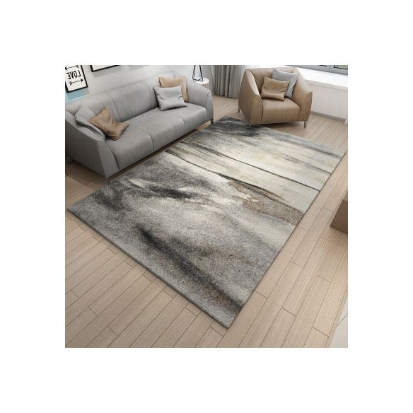 Nordic Geometric Pattern Rug Multi-Color Polypropylene Carpet Anti-Slip Washable Stain Resistant Rug for Great Room