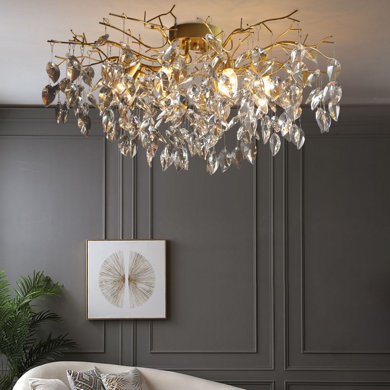 Modern Simple Crystal Ceiling Light Geometry Shape Ceiling Lamp for Bedroom