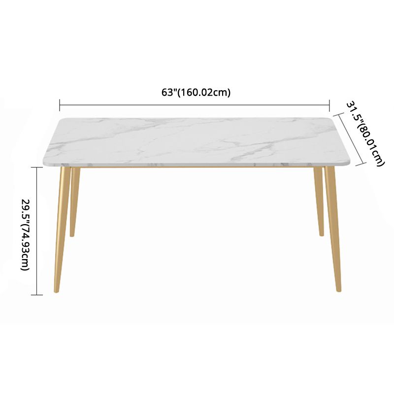 Scandinavian Sintered Stone Dining Table Set White Rectangle Home Use Dining Set