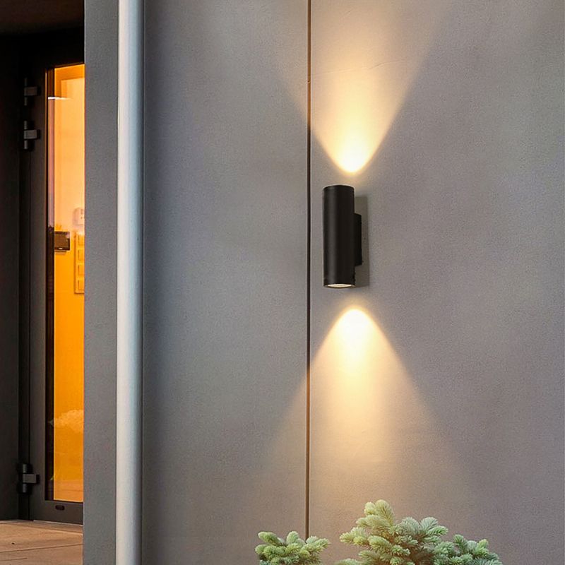 Mi-cylindre l'éclairage mural moderne métal métal 2 lumières lampe applicable en noir