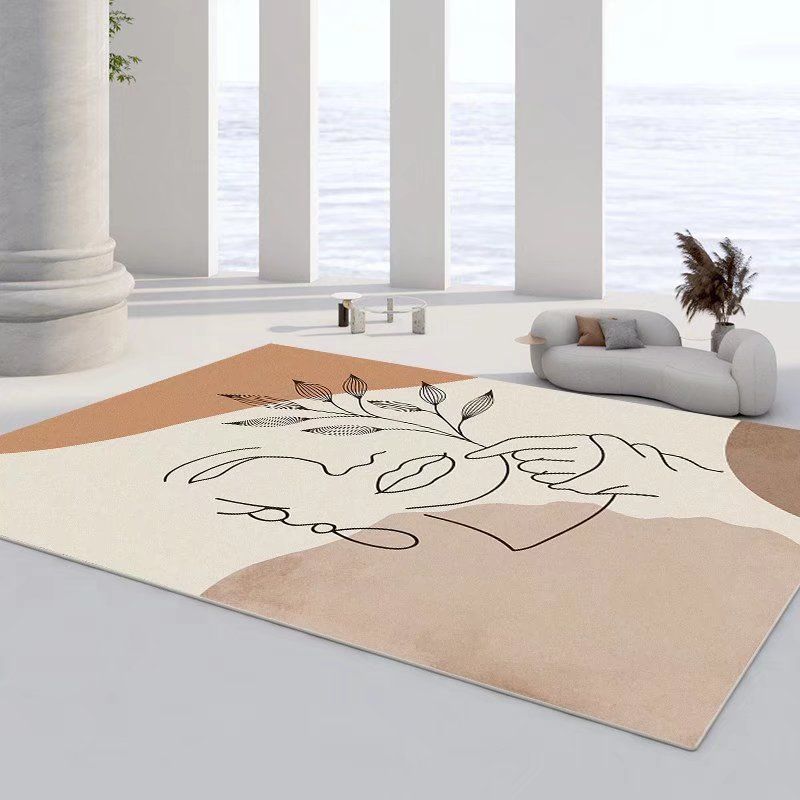 Magnificent Flowers Rug Polyester Yellow Rug Washable Indoor Rug for Drawing Room