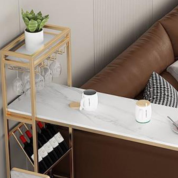 Iron Storage Base Bar Dining Table Modern Bar Table with Wine Glass Holders and Wine Rack